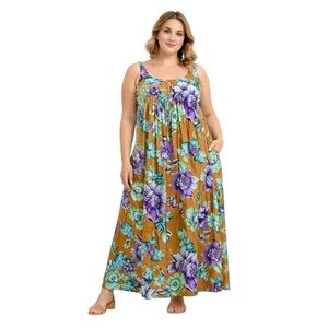 Advance Apparels Floral Cotton Maxi Dress Free Size NWT